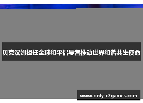 贝克汉姆担任全球和平倡导者推动世界和谐共生使命