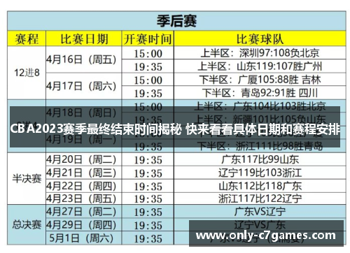 CBA2023赛季最终结束时间揭秘 快来看看具体日期和赛程安排